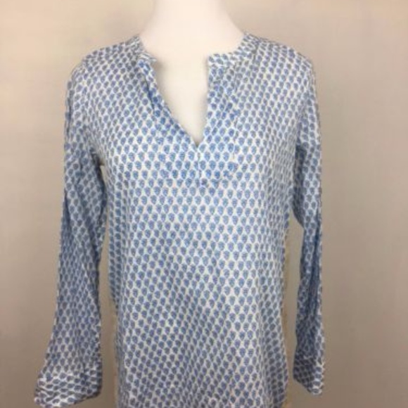 J.Crew Tall floral block-print tunic gold tape - Picture 5 of 6